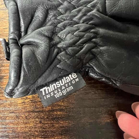Thinsulate Insulation Black Leather Ski Snowmobile Gloves Sz Small 100 gram - Picture 6 of 8
